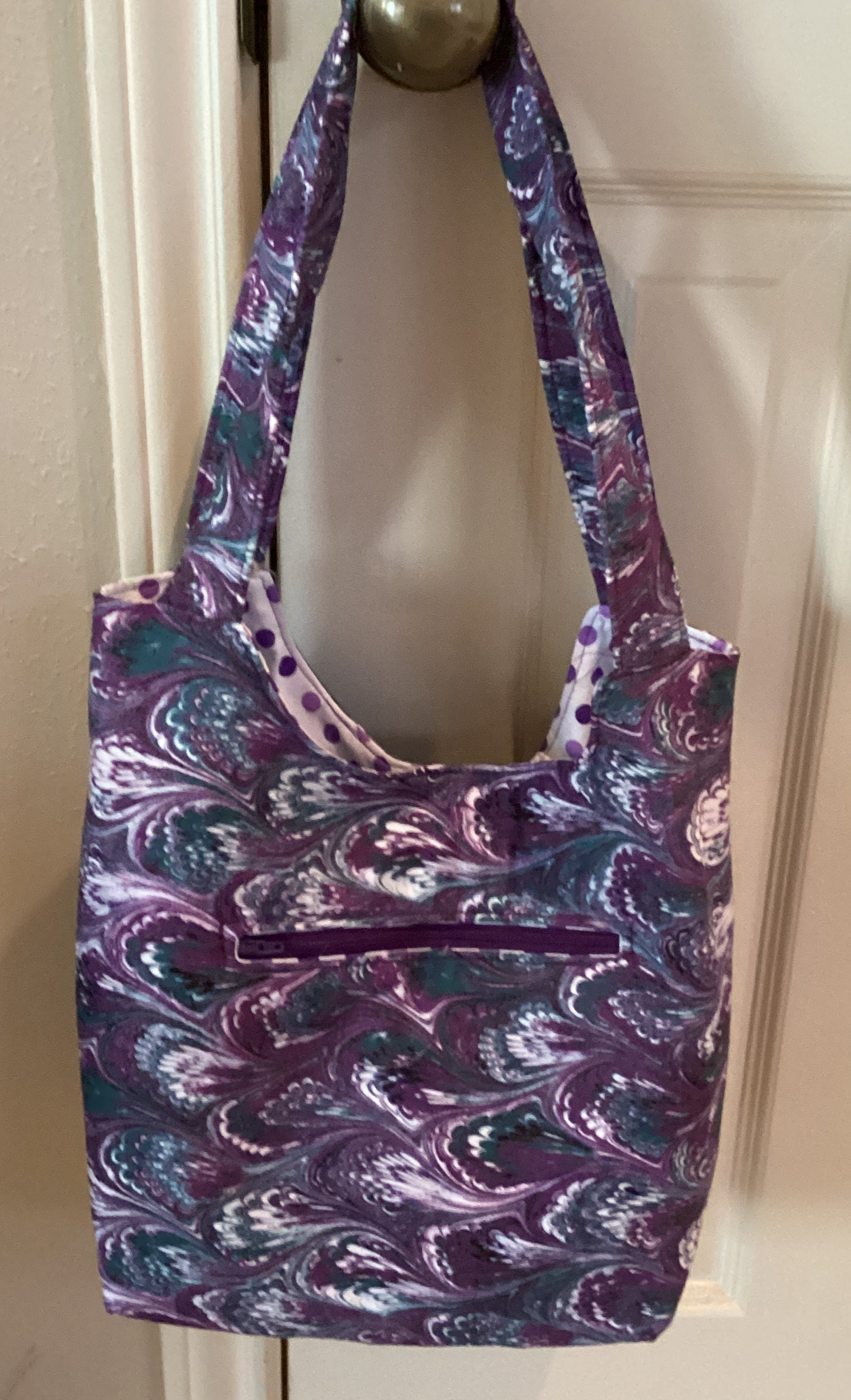 Purple, Green, and White Tote Bag